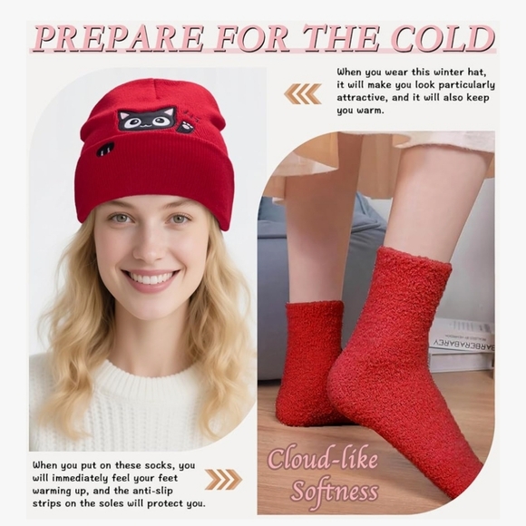 Red Cat Embroidered Beanie - Picture 2 of 6